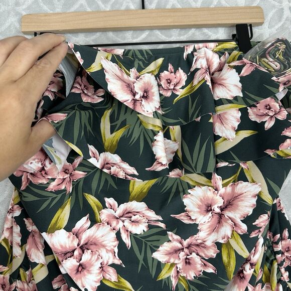 Kona Sol Bandeau Flounce Swimsuit 26W Floral Ruched Adjustable Strap Beach Pool - Picture 5 of 13
